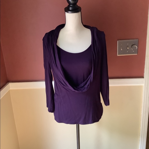 Dark Purple Adrienne Vittadini Shirt - Picture 2 of 5